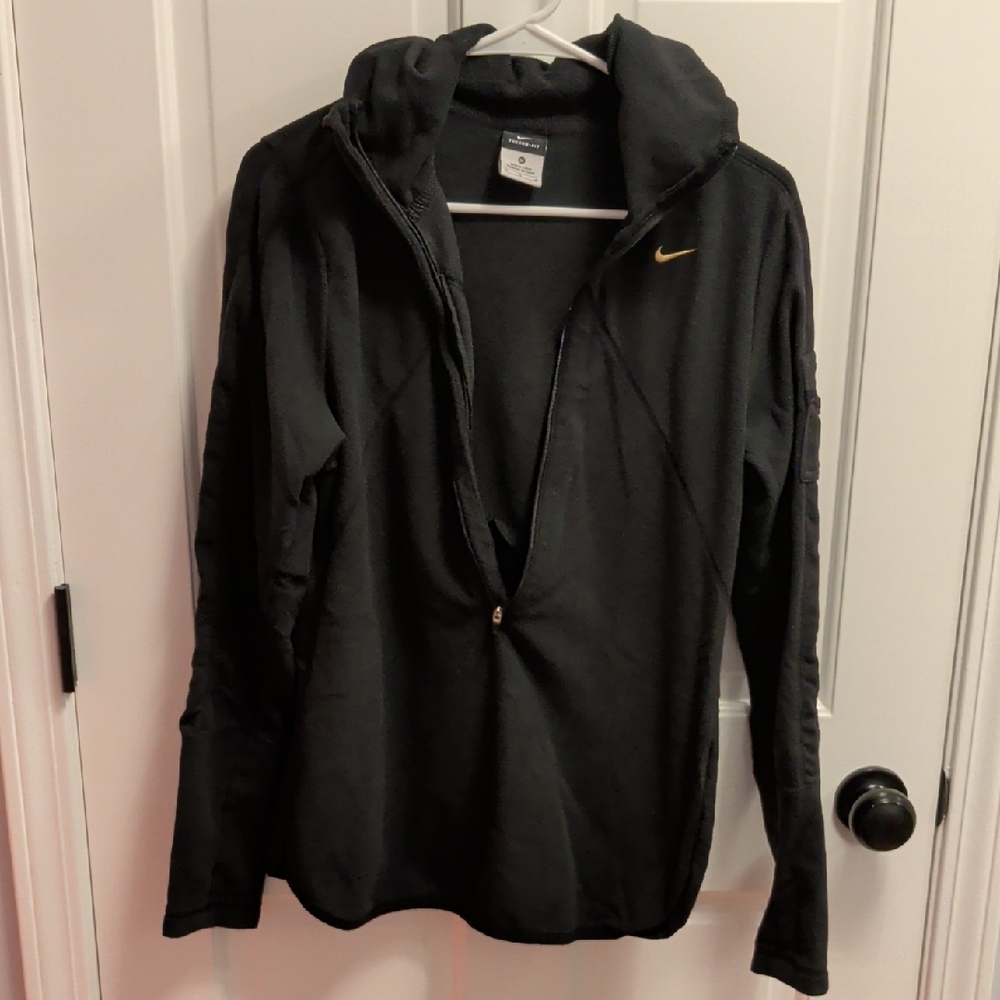 Nike Black Half-Zip Jacket with Gold Swoosh